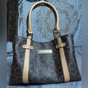 Calvin Klein Purse / Handbag with brown and tan CK print